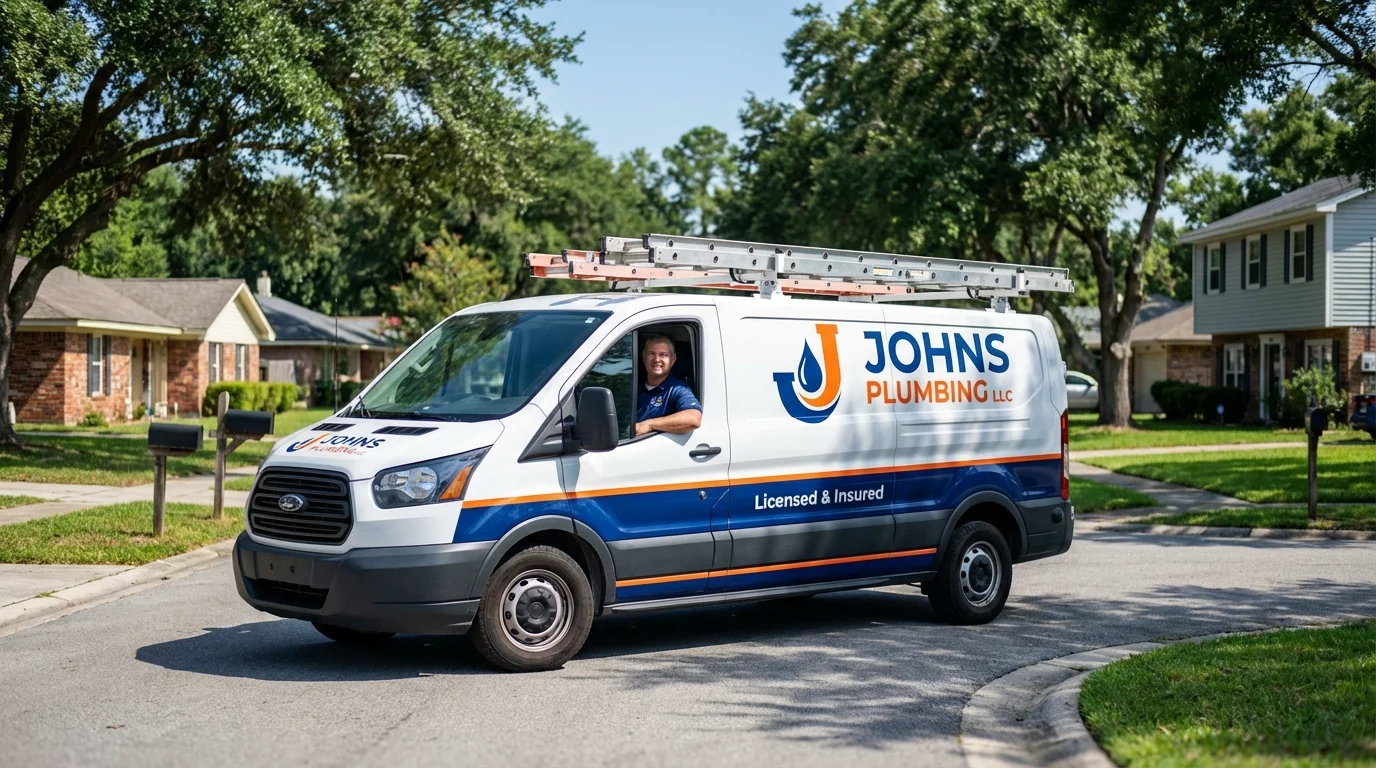 Johns Plumbing LLC service van in Fort Kent, ME