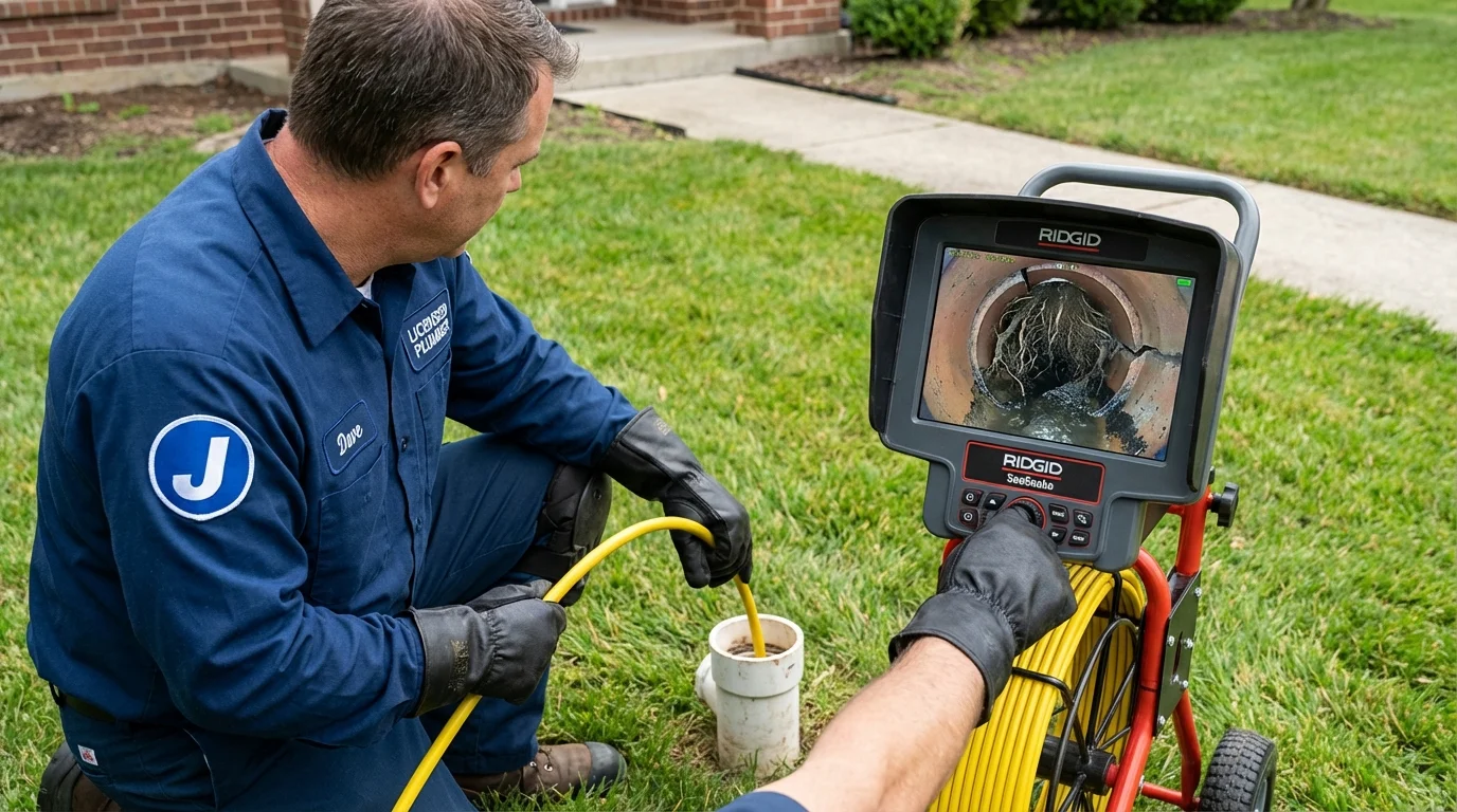 Sewer camera inspection being performed by Johns Plumbing LLC in Fort Kent