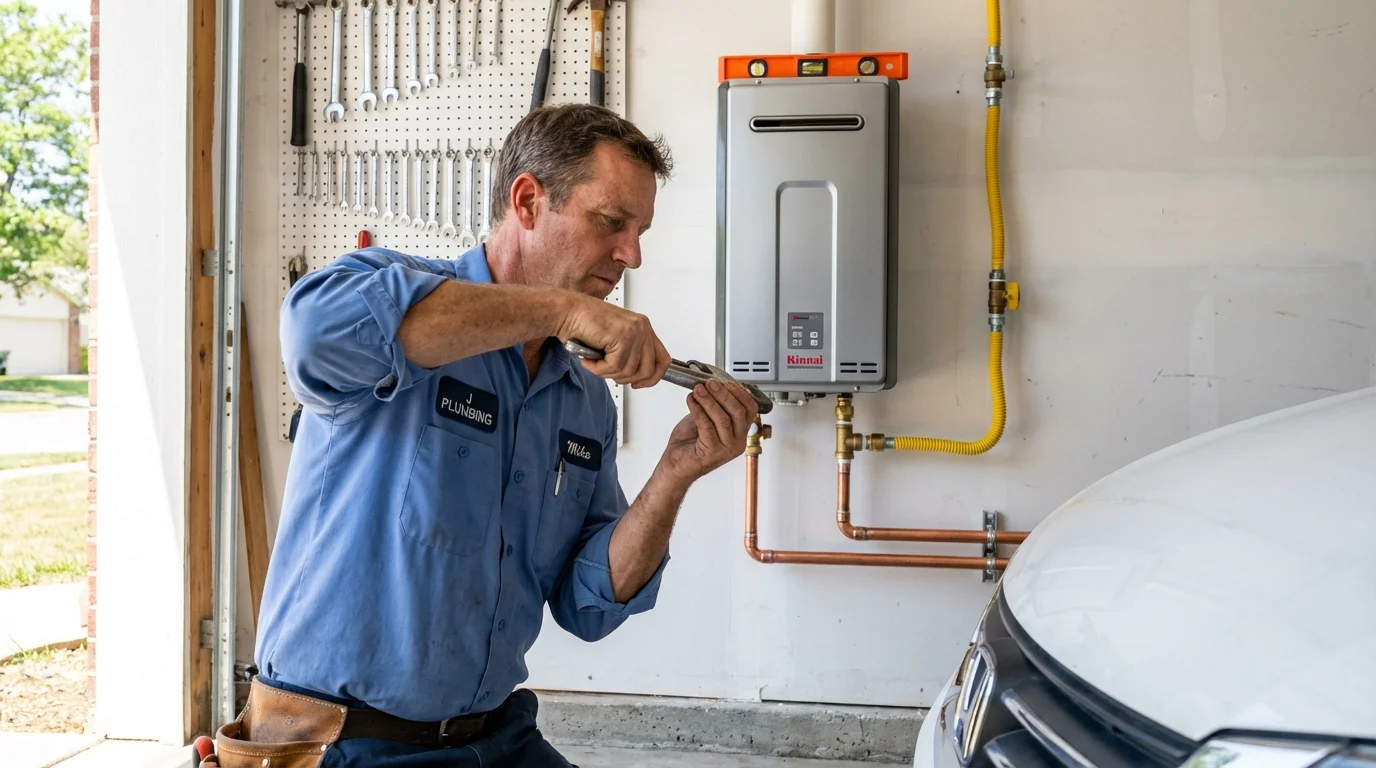 Tankless water heater installation by a Johns Plumbing LLC plumber in Fort Kent